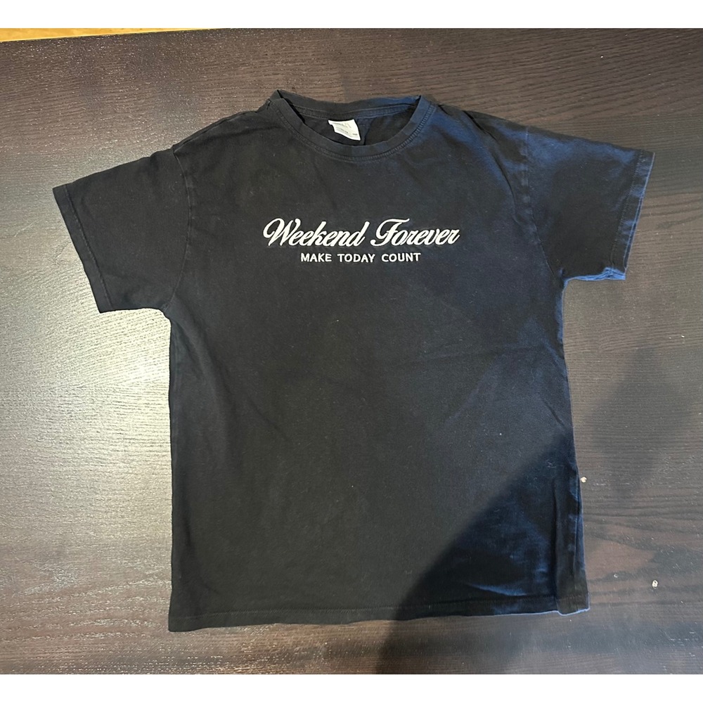 Weekend Forever Make Today Count Black Graphic T-Shirt Kids Short Sleeve Tee